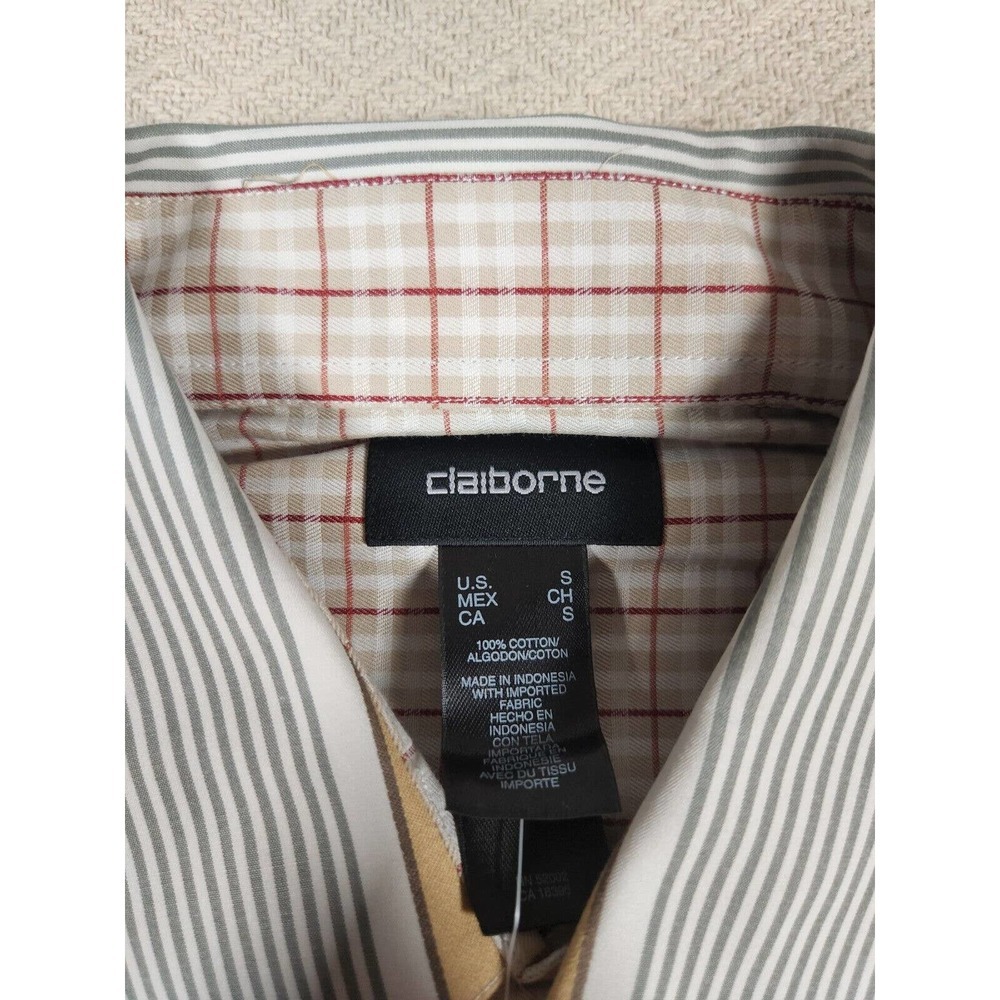 Claiborne Shirt Mens Small S‎ Modern Cotton Button Up Striped Collared NWT - Picture 3 of 12